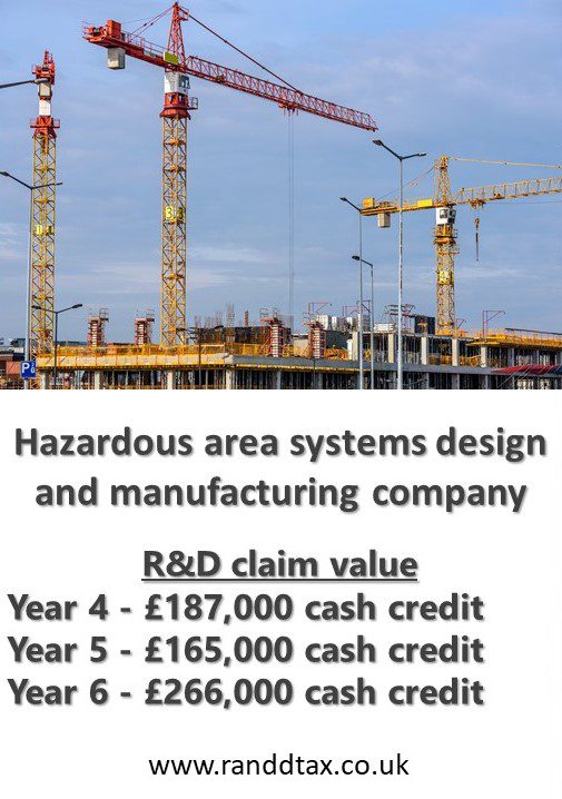 case study Hazardous area systems design R&D tax credit claim