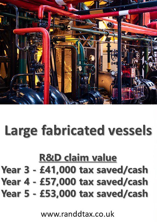 case study Large Fabricated Vessels R&D tax credit claim