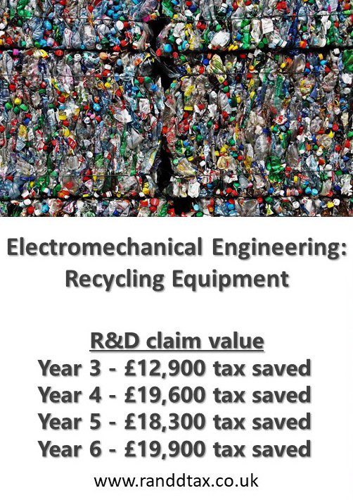 case study R&D tax credit claim Electromechanical Engineering Recycling Equipment