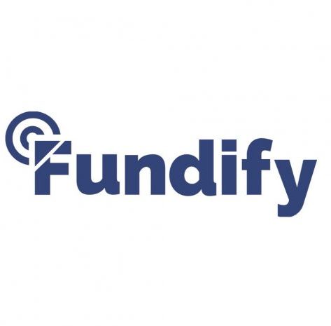 The image shows the logo of "Fundify," featuring the brand name in bold blue font with a stylized "F" incorporating a target-like graphic.